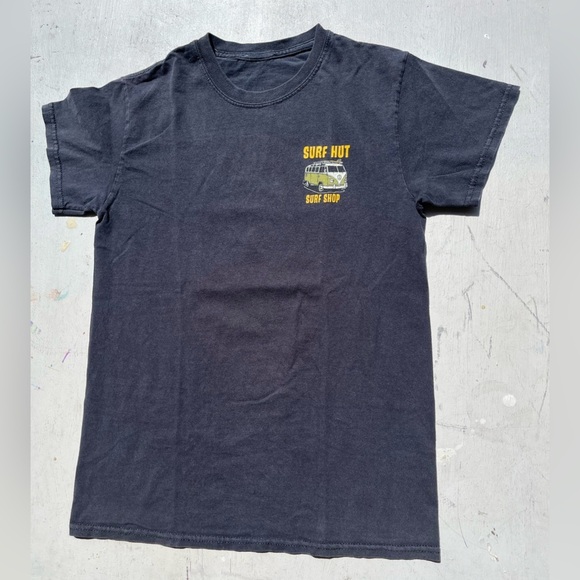 Men's Surf Hut T-Shirt Black Spell-Out NO SIZE Imperial Beach SD Shred Ocean Wax - Picture 6 of 11